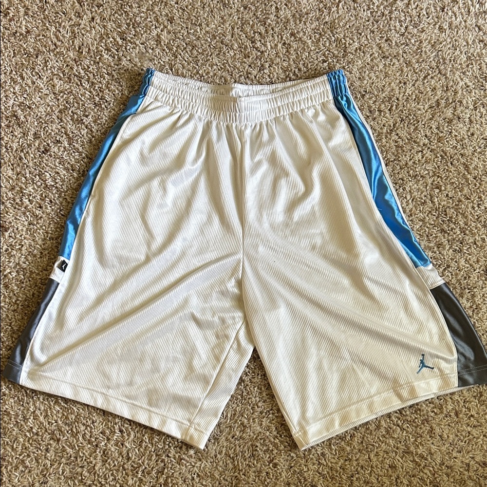 Jordan Athletic Shorts in White with Blue and Gray Details